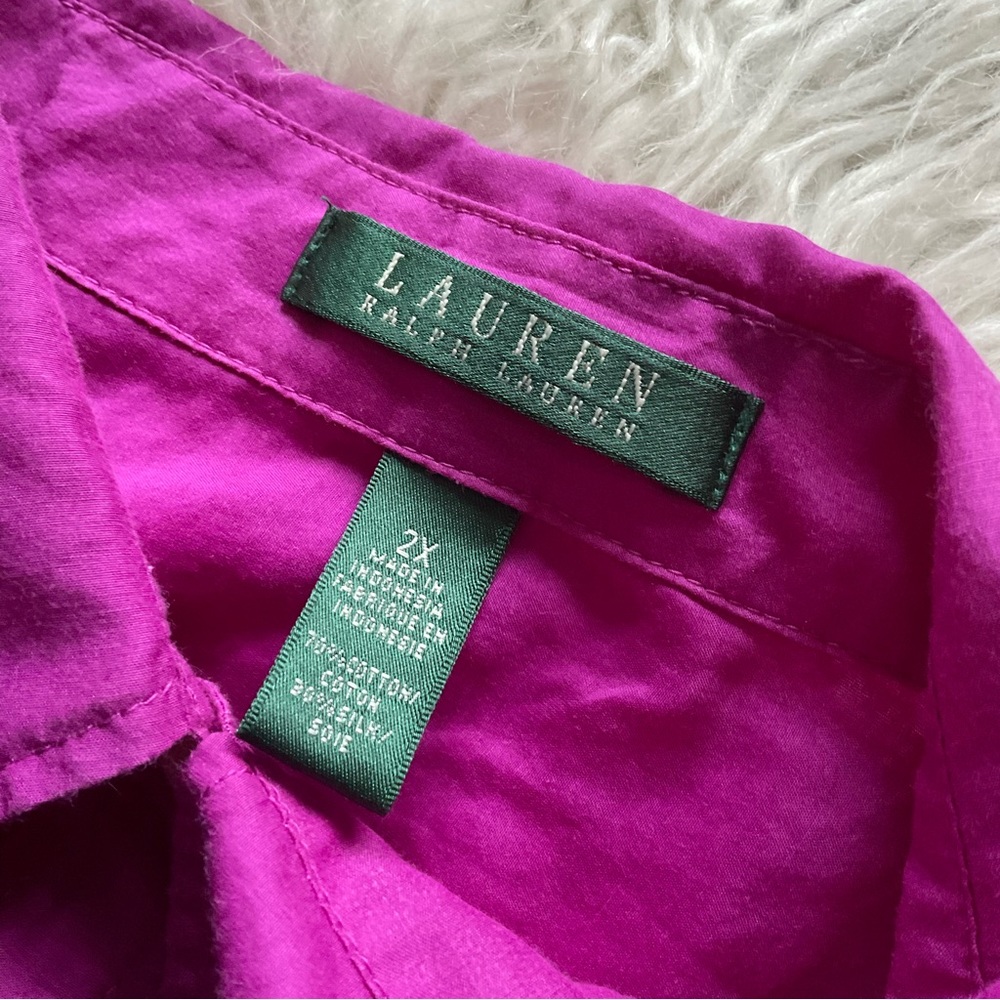 Lauren Ralph Lauren Purple Button-Up Long Sleeve Blouse - Picture 2 of 3